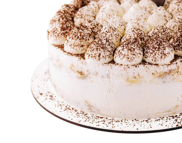 Homemade Tiramisu Cake Sprinkled Cocoa Powder Plate — Foto Stock