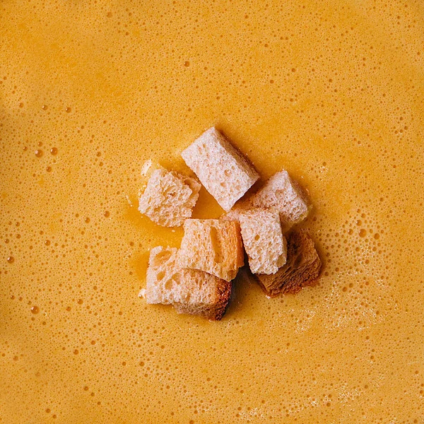 cheese soup with crackers top view