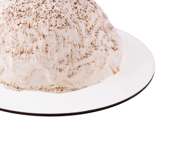 White Mousse Cake White Plate — Stockfoto