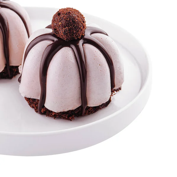 Souffle Cakes Dripping Chocolate Plate — Fotografia de Stock