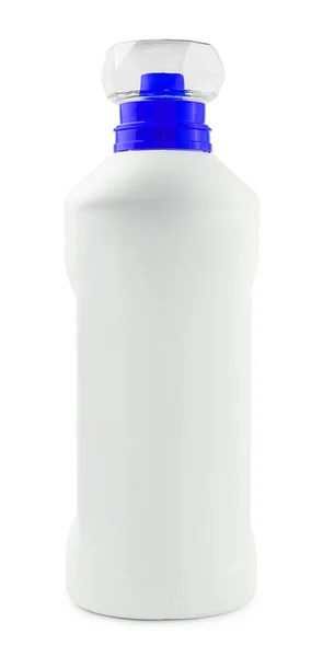Garrafa Detergente Branco Para Embalagem Isolada Sobre Fundo Branco — Fotografia de Stock