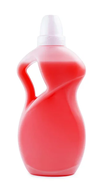 Frasco Detergente Plástico Rojo Aislado Sobre Fondo Blanco — Foto de Stock