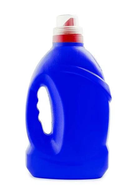 Blaue Waschmittelflasche Isoliert Auf Weißem Hintergrund — Stockfoto