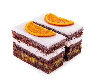 Piece of delicous chocolate cake with whipped cream
