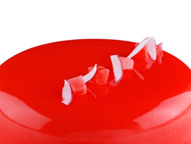 red mousse cake on white plate