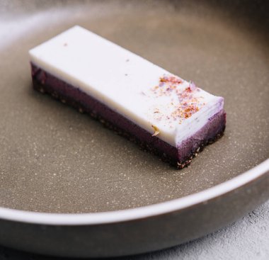 vegan coconut mousse and currant dessert