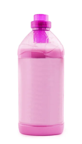 Frasco Plástico Limpo Cheio Com Detergente Rosa — Fotografia de Stock