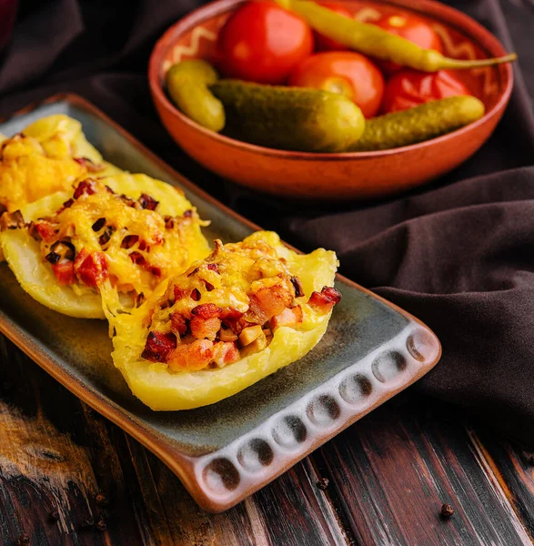 Mini Peppers Stuffed Cheese Bacon — 스톡 사진