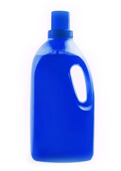 Garrafa Detergente Azul Isolada Sobre Fundo Branco — Fotografia de Stock