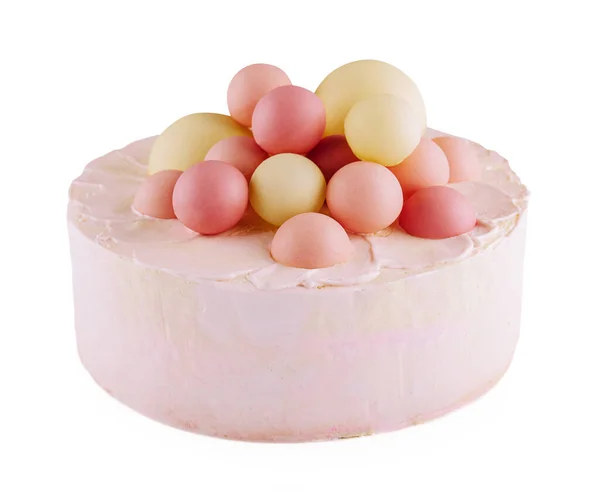 ピンクのチョコレートの球と豪華なデザート — ストック写真