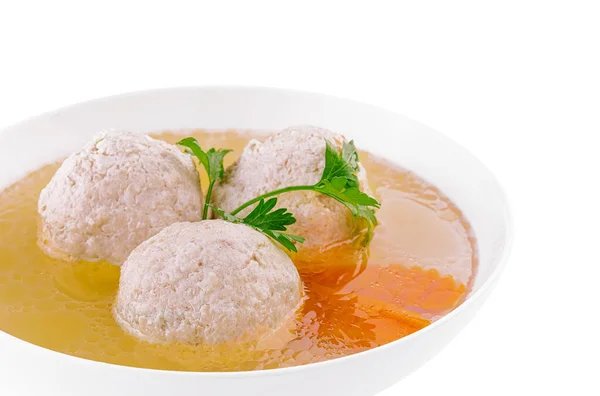 Vegetable Soup Chicken Meatballs Bowl —  Fotos de Stock