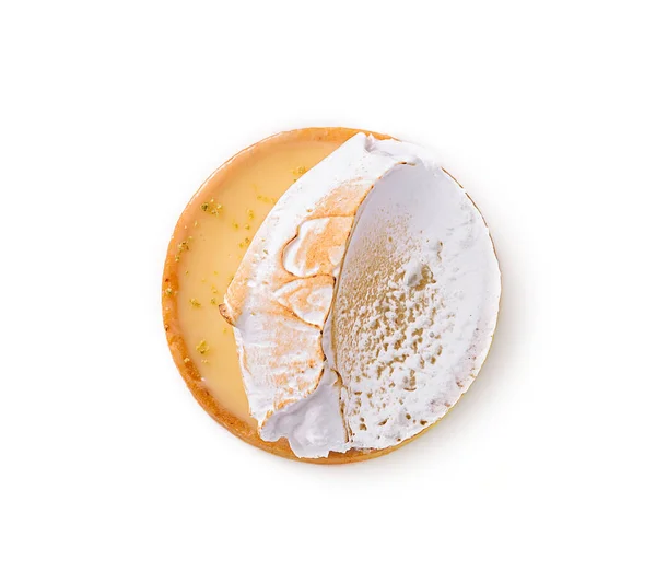 Tarta Merengue Limón Aislada Vista Superior Blanca — Foto de Stock