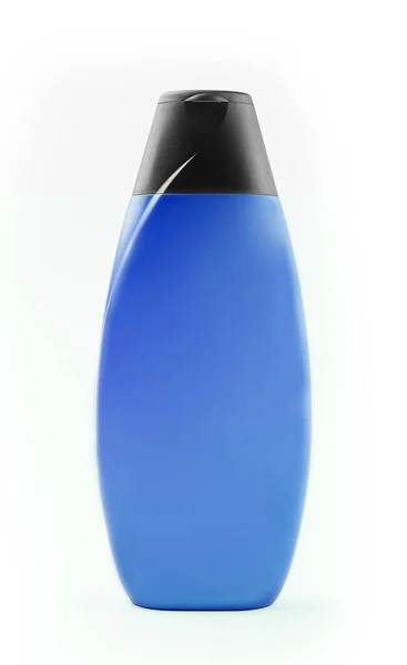 Botella Champú Azul Aislada Sobre Fondo Blanco — Foto de Stock