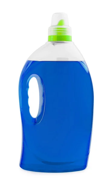 プラスチックボトルの中の青い液体石鹸または洗剤 — ストック写真