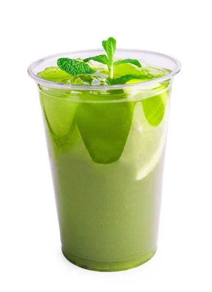 Cóctel Verde Tropical Con Limón Menta Fresca — Foto de Stock