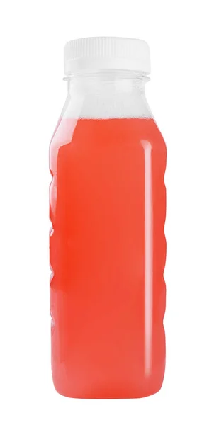 Small Plastic Bottle Juice White — Stock Photo, Image