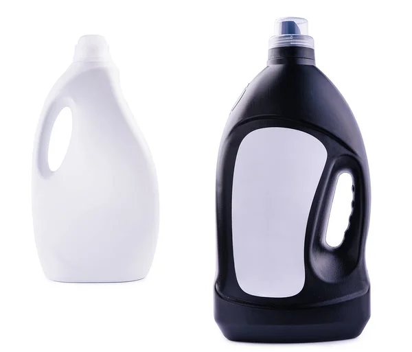 Черно Белые Бутылки Гель Стирки Изолированы Белом — стоковое фото