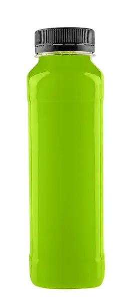 健康的な緑のスムージーのボトルは白 — ストック写真