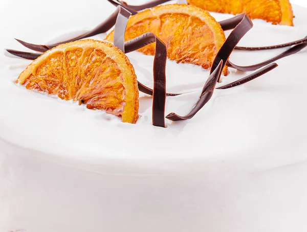 Köstlicher Joghurtkuchen Mit Orangen Und Sahne — Stockfoto