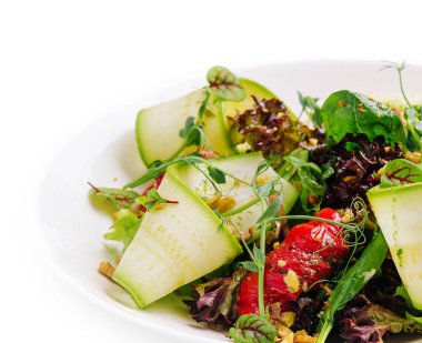 vegetables eggplant, zucchini, pepper salad on plate