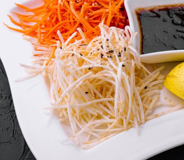 Grated Carrot, Beetroot and Celery Root Salad