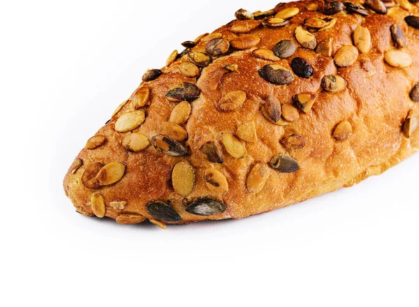 Bezlepkový Chléb Více Semen Izolovaným Lněným Semínkem — Stock fotografie