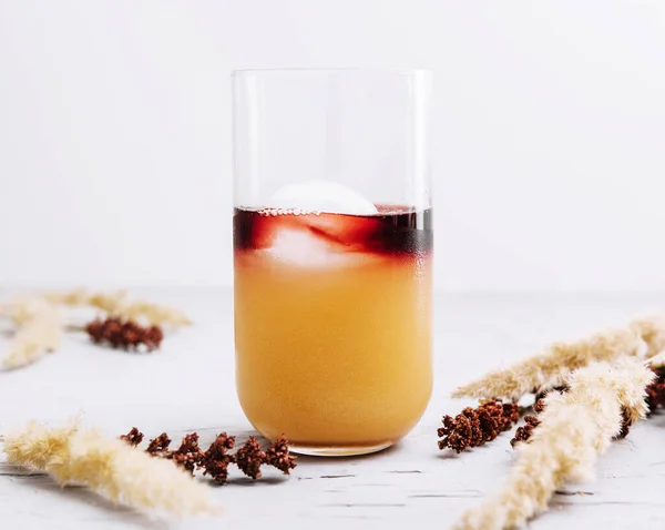 Glass Tasty Coffee Orange Juice — Fotografia de Stock