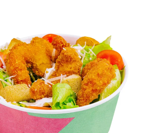 Salad Shrimp Batter Isolated White — Zdjęcie stockowe