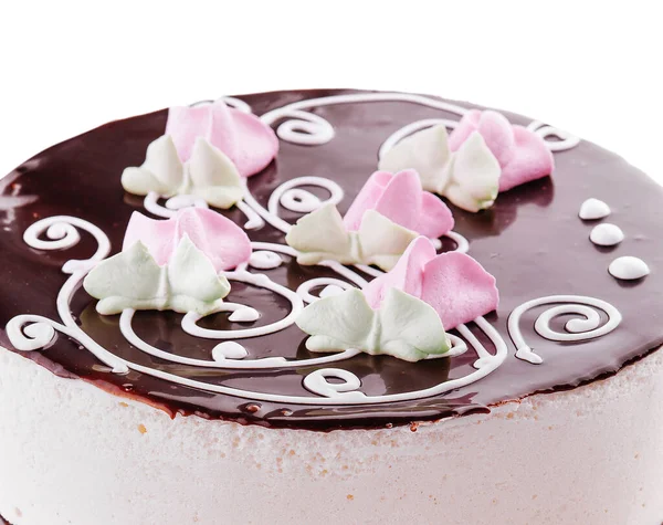 チョコレートアイシングのケーキマスカルポーネクリーム — ストック写真