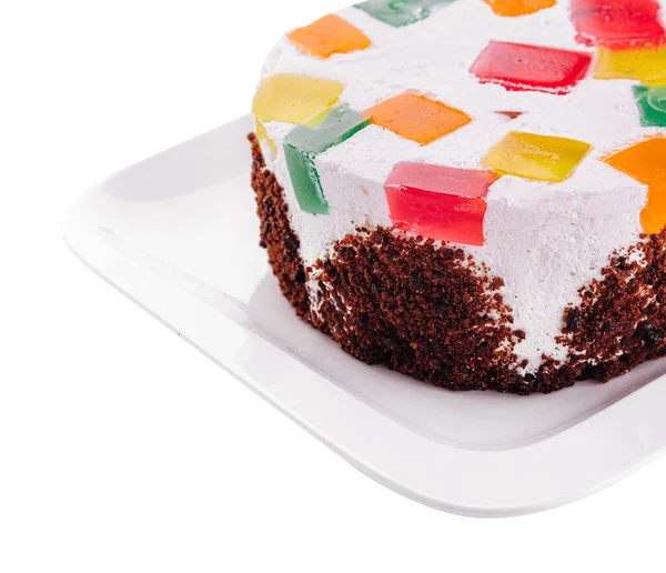 Cheesecake Mascarpone Jelly Plate — 图库照片