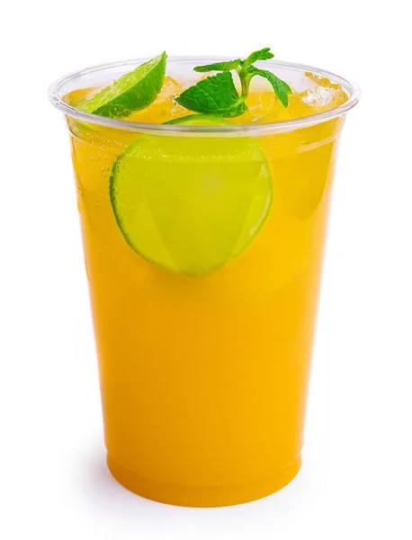 Alcohol Cocktails Orange Juice Lime Slices — стоковое фото