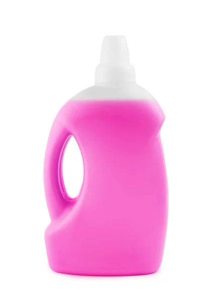 Plastikowa Czysta Butelka Pełna Różowego Detergentu — Zdjęcie stockowe