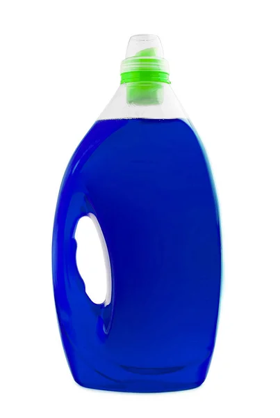Blaue Plastikflasche Isoliert Auf Weißem Hintergrund — Stockfoto