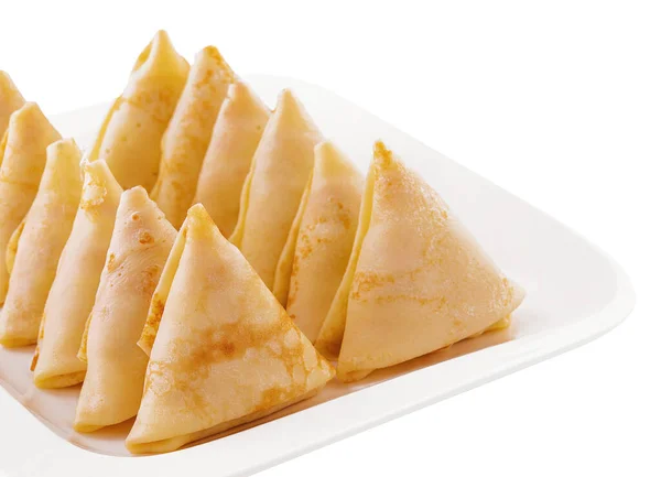 Triangular Pancakes Meat Plate —  Fotos de Stock