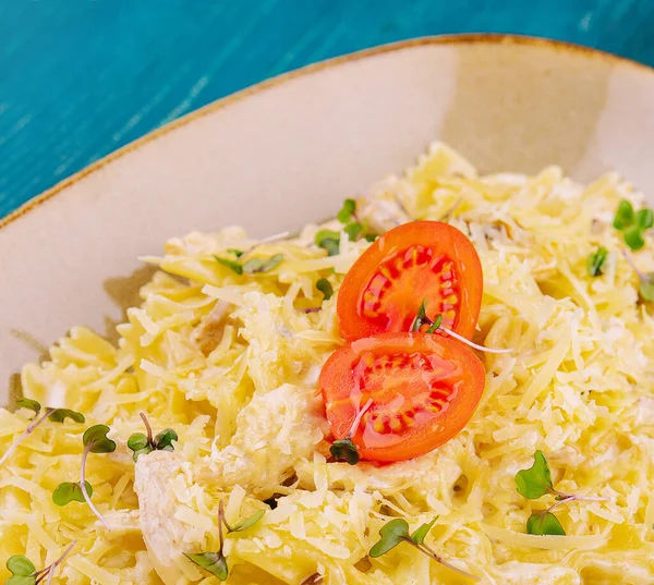 tasty farfalle pasta with parmesan cheese