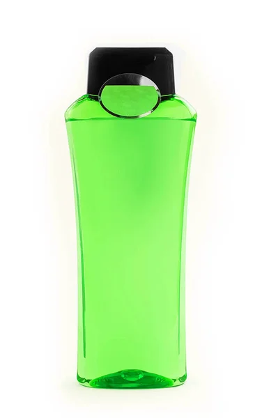 Botella Champú Verde Aislada Sobre Fondo Blanco — Foto de Stock