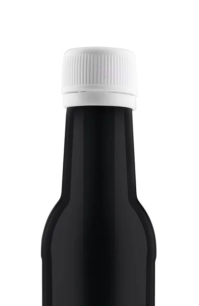 Soy Sauce Plastic Bottle Black Bottle Isolated White — Fotografia de Stock