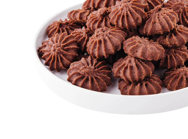 プレート上のチョコレートチップクッキーのスタック分離 — ストック写真