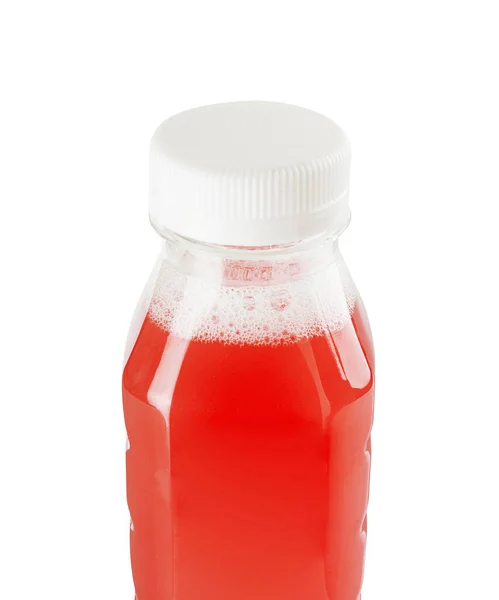 Пластиковая Бутылка Красным Соком Белом — стоковое фото