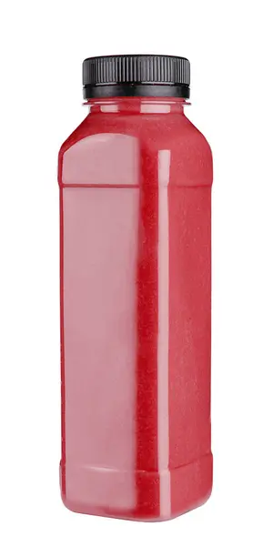 白い上に健康的な赤いスムージーのボトル — ストック写真
