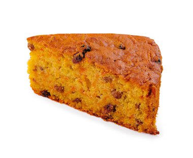 Havuçlu kek beyaz üzerine izole edilmiş.