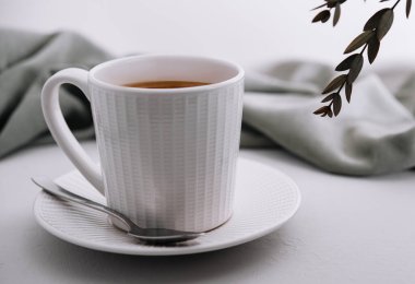 Close up of Cup of coffee on plate