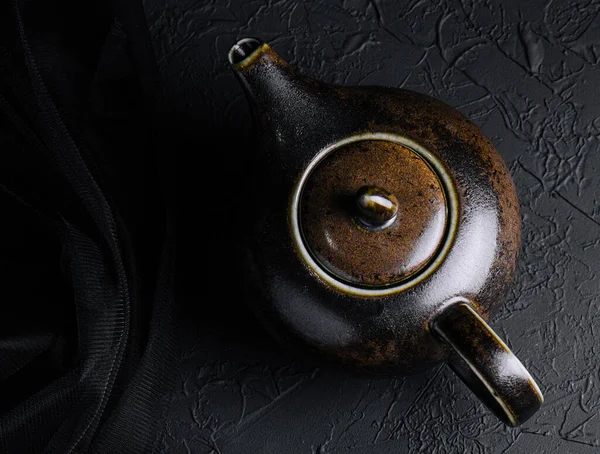 Гармония Чая Чайник Черном Камне — стоковое фото