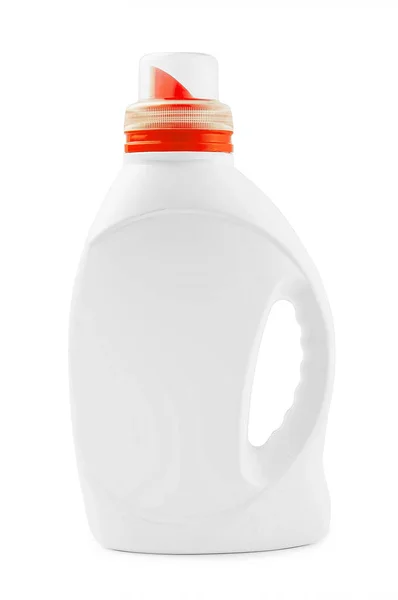 White Plastic Container Liquid Detergent Isolated — 图库照片
