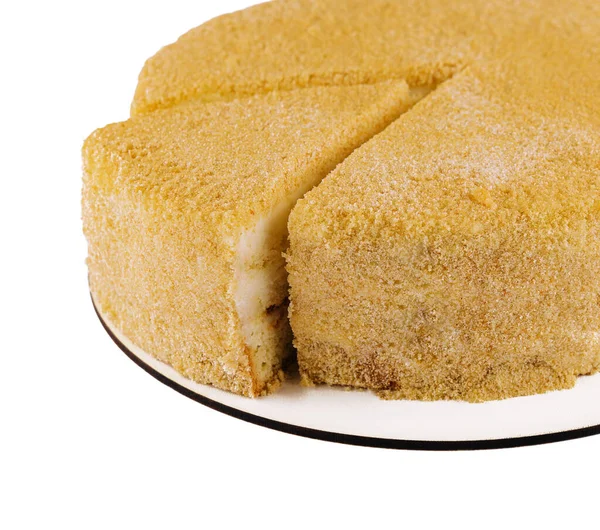 Ciasto Napoleońskie Białym Talerzu — Zdjęcie stockowe