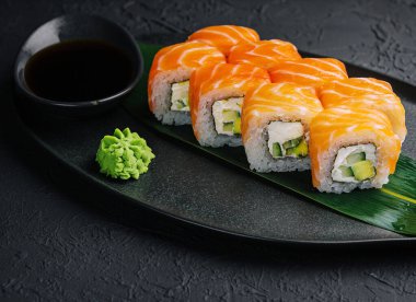 Philadelphia Sushi on black dish