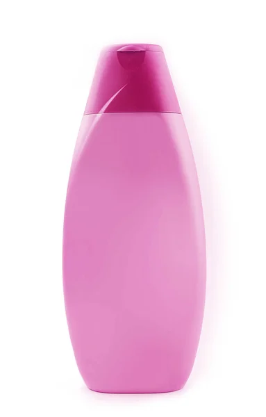 Розовая Бутылка Шампуня Изолированная Белом — стоковое фото