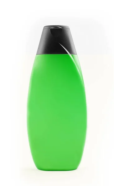 Groene Shampoo Fles Geïsoleerd Witte Achtergrond — Stockfoto