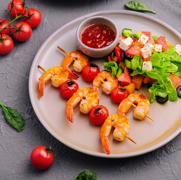 Greek Salad Shrimp Skewer — Stockfoto