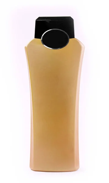 Botella Champú Amarillo Aislado Sobre Fondo Blanco — Foto de Stock